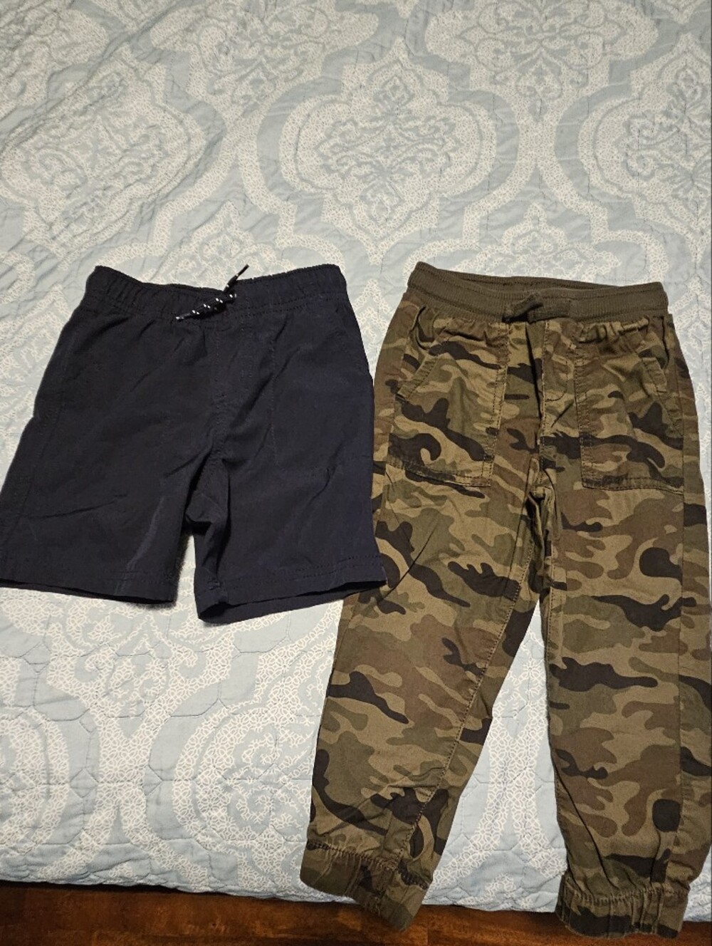 Set Of 2: Kids Camo Jogger Pants and Navy Shorts